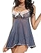 Niveltm Women's Sexy Lingerie Strap Backless Sleepwear Lace Nightwear Babydoll Dress,Grey,Medium