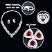 EVER FAITH CZ July Birthstone Romantic Love Heart Necklace Earrings Set Ruby Color Silver-Tone