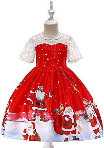 Toddler Kids Baby Girls Christmas Dress Cartoon Santa Print Princess Dress Outfits Clothes