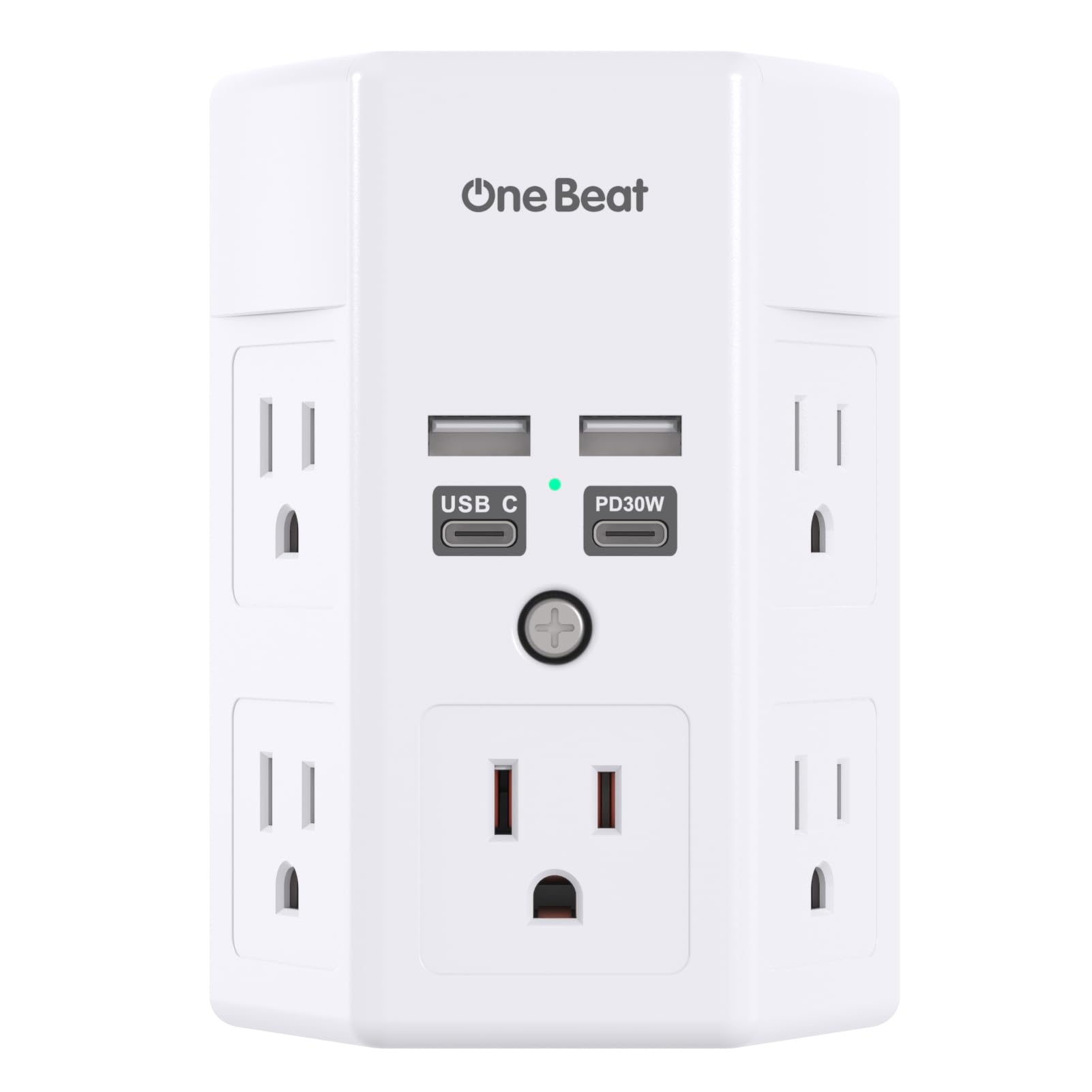 Surge Protector, 5 Outlets Extender with 4 USB Ports(USB C PD30W), 3-Side 1680J Power Strip Multi Plug Outlet Expander, USB Wall Charger, Outlet Splitter Adapter Wall Mount for Home Office(White) Image Surge Protector, 5 Outlets Extender with 4 USB Ports(USB C PD30W), 3-Side 1680J Power Strip Multi Plug Outlet Expander, USB Wall Charger, Outlet Splitter Adapter Wall Mount for Home Office(White) Image
