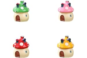 LONCESS Mushroom Fairy House Fairy Garden Accessories, Mini House Figurines Fairy Garden Decor, Fairy Garden House Ornaments Kit for Home Micro Landscape Decoration,Desk Decor, 4 Pcs