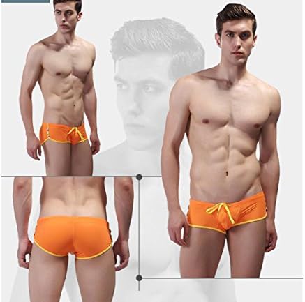 Men's Summer Fashion Swimwear Swimming Trunks Underwear (Orange Size S)