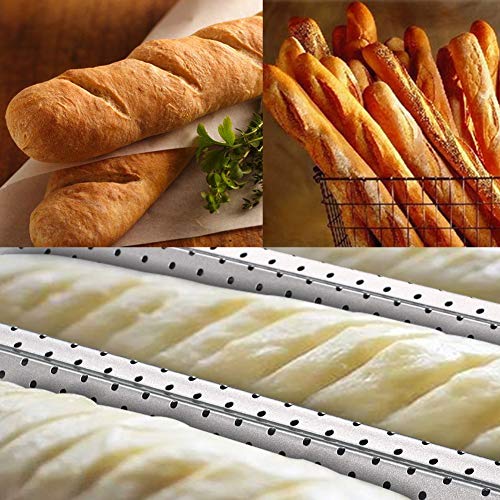 2 Pack Nonstick Perforated Baguette Pan 15" x 13" Carbon Steel French