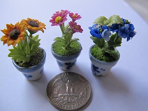 3 Lovely Mix Plant Flower Dollhouse Miniature ,Home Decoration