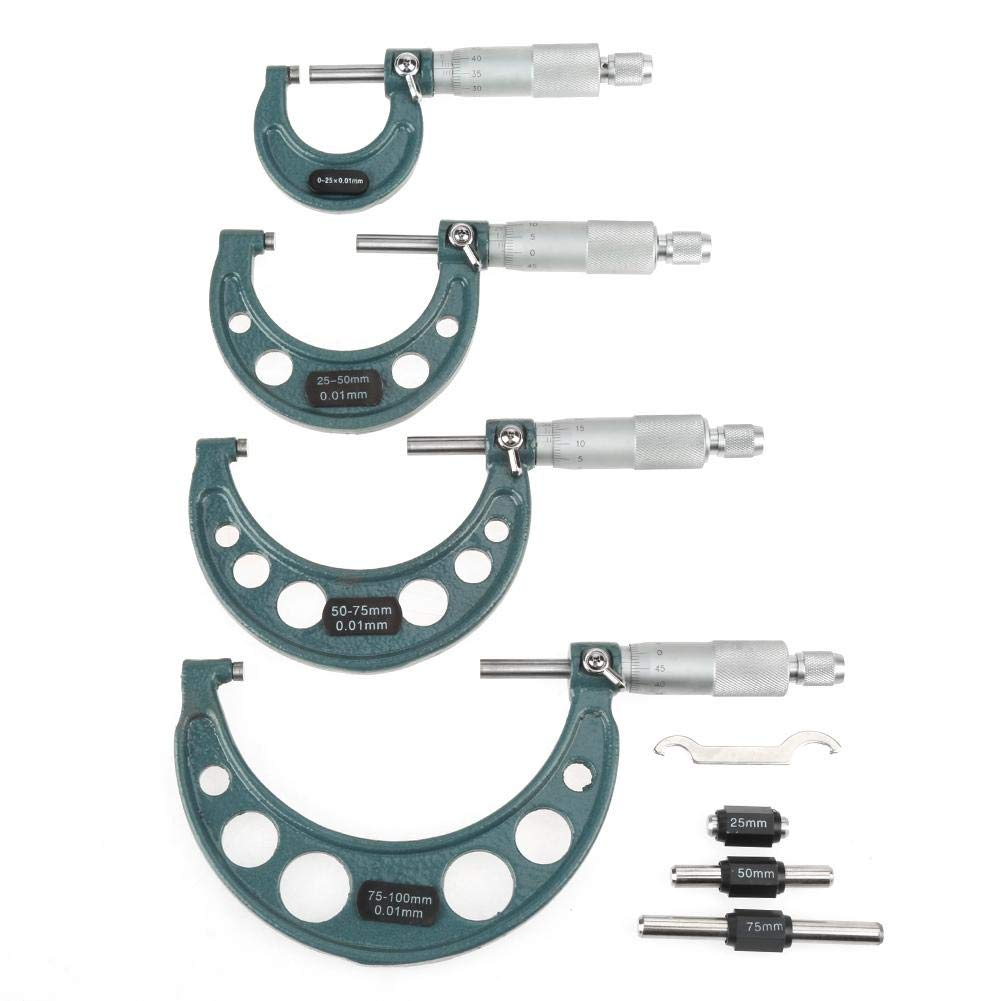 Juego de micrómetros, Delaman 0100 mm Micrómetros exteriores métricos
