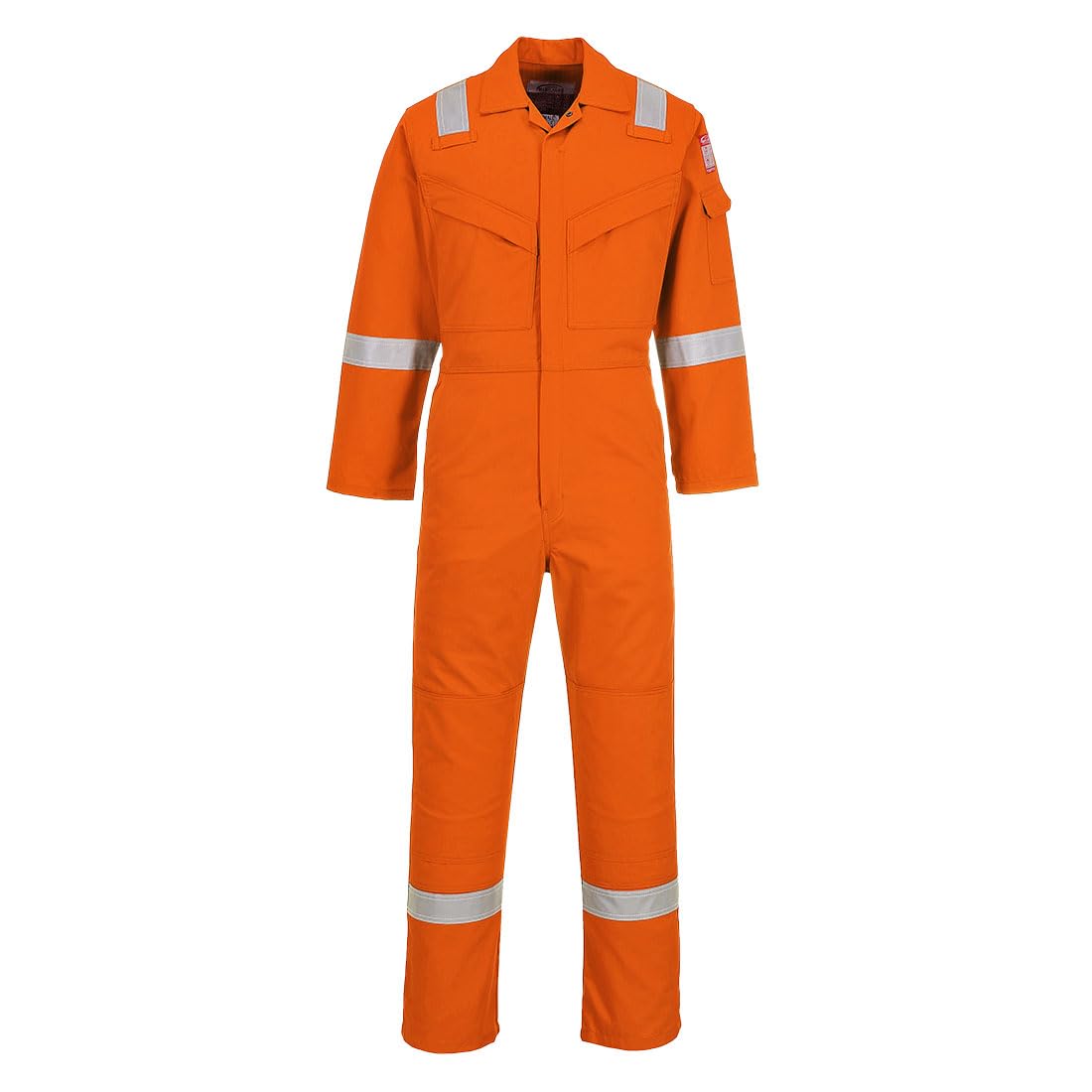 Portwest FR21 Men's Bizflame FR Lightweight Fireproof Coverall Flame Resistant Overall Anti-Static Welding Safety Boiler Suit 100% Cotton Reflective Knee Pad Pockets, Orange Tall, XL