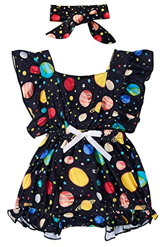 51Ubq4lmMLL BFUSTYLE Newborn Baby Girl Floral Romper Toddler Flutter Bodysuit Outfit+Headband