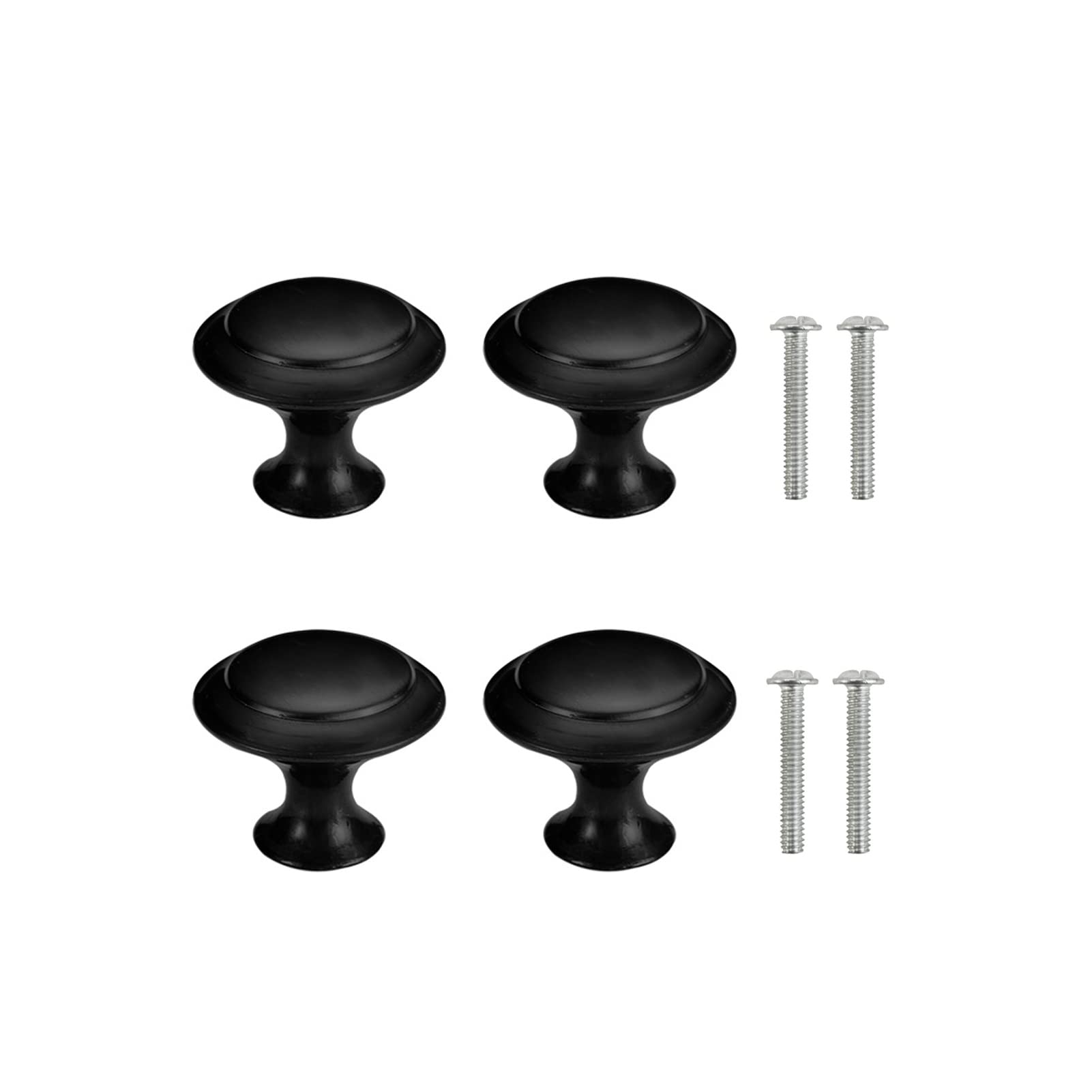 Yesmin 4 Piece Cabinet Door Knobs,Cupboard Drawer Door Knob for Kitchen Furniture Cabinet Knob with Screws-Black(Medium)