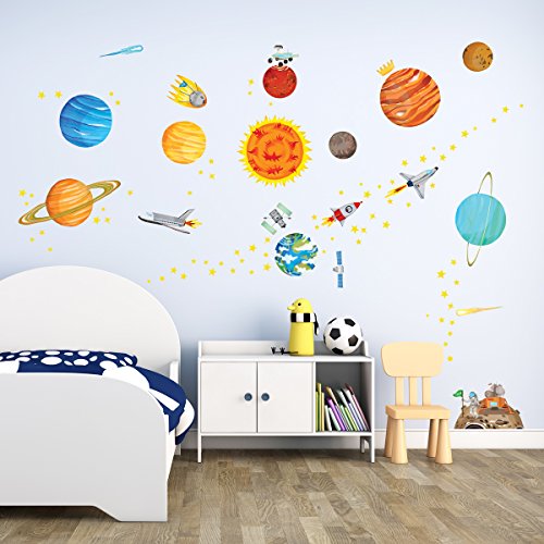 DECOWALL BS1501N The Solar System Kids Wall Stickers Wall Decals Peel