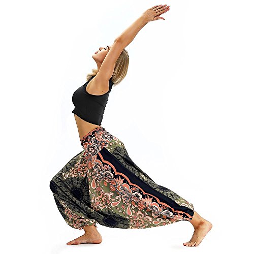 Yoga Pants,Women Casual Loose Yoga Trousers Baggy Boho Aladdin Jumpsuit Harem Pants (Black -1, Free Size) - Thumbnail 3