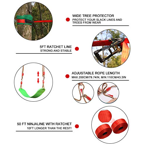 Dripex Ninja Warrior Obstacle Course for Kids 50FT Ninja Slackline