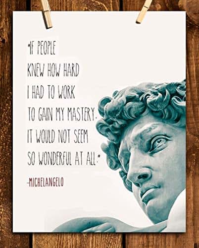 Amazon.com: Michelangelo Quotes Wall Art- “Mastery”- 8 x 10"- Statue of