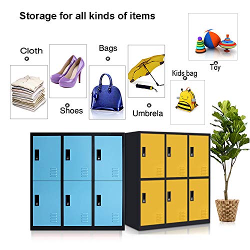 Small Office Storage Locker Cabinet Organizer for Employee,School Locker for Kids Mini Size (Yellow, W6D)