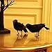 ATDAWN Halloween Black Feathered Crows, Realistic Looking Halloween Decoration Birds, 6 Pack