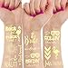 100+ pcs Bachelorette Party Tattoos/Bride Flash Tattoo (8 Sheets) Perforated Temporary Metallic Gold Tattoos Quick Bridal Shower Party Favor Decorations: Bride Tribe, Bridesmaid, Maid of Honor, Funny