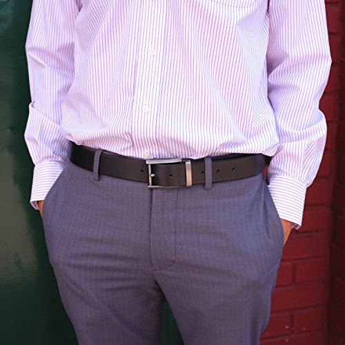 Falari Men's Classic Dress Belt Genuine Leather Belt Enclosed in a Gift Box Black 9021-BK-S