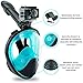 Zokita Full Face Snorkel Mask Adults & Youth Action Cam Compatible Anti Fog Panoramic One Piece Snorkeling Swimming Diving Mask