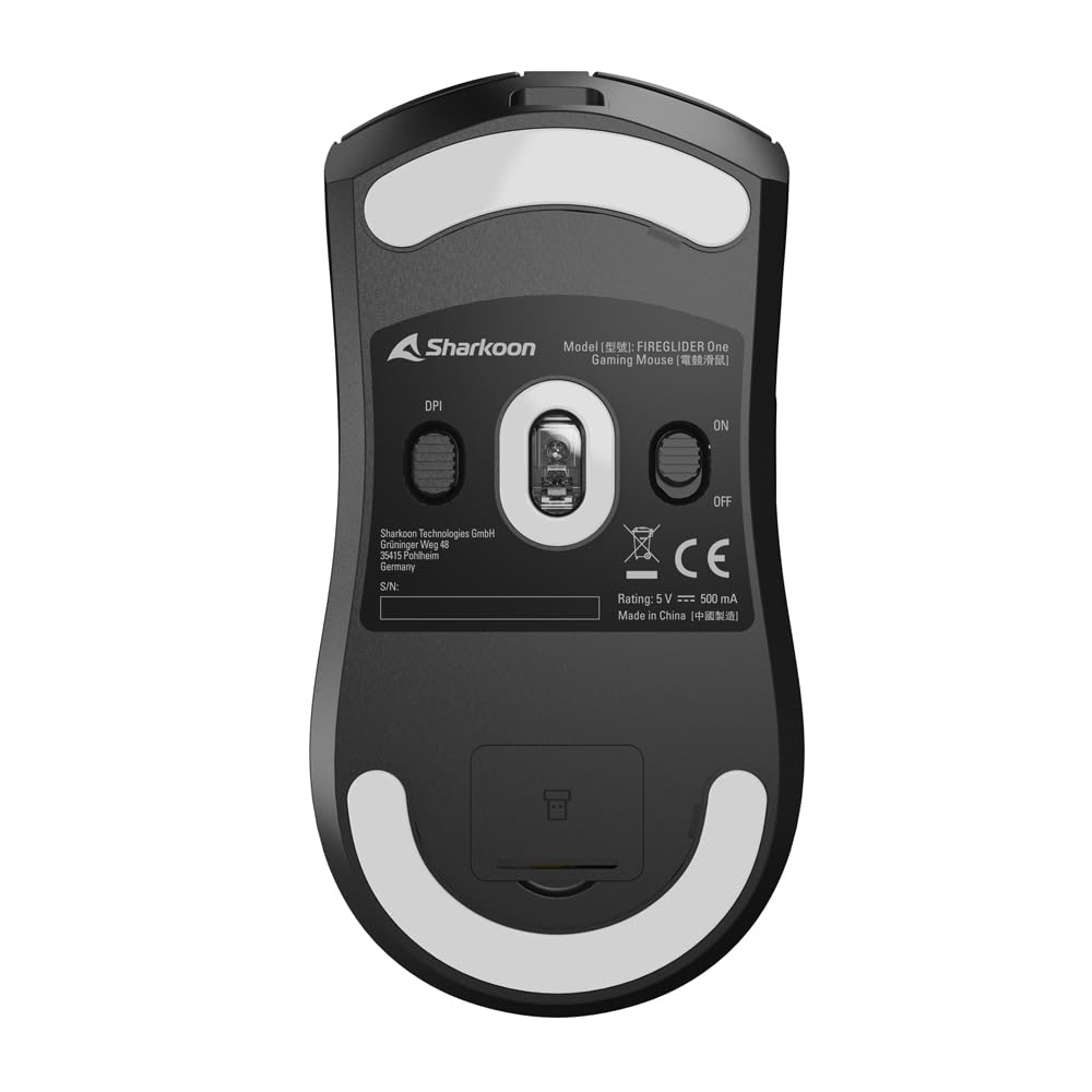 Sharkoon FIREGLIDER One Gaming-Maus, Kabelgebunden und Kabellos, Dual-Mode 6