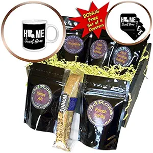 3dRose Stamp City - typography - Home Sweet Home. Louisiana state. Black background. - Coffee Gift Basket (cgb_324026_1)