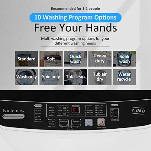 Nictemaw Full Aut Automatic Portable Washing Machine，2in1 Combination