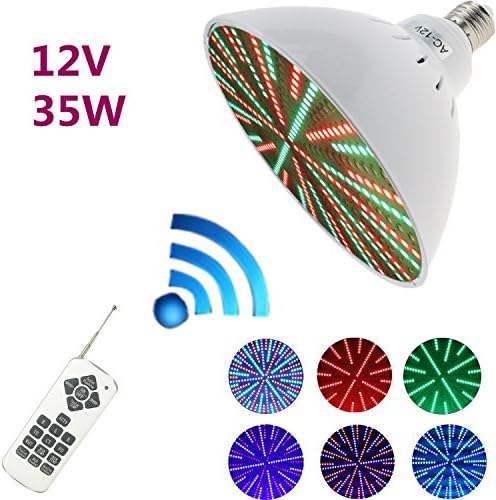 Sporthfish 12V 35W RGB Color Changing Swimming Pool Lights Bulb LED PAR56 500W Halogen Lamp Replacement Fits Inground Pool with Switch Remote Control - 1pcs