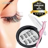 [TYPE1,2] Dual Magnetic 2 Styles 3D Eyelashes - Premium False Eyelash Extension Set Natural Look - Magnetic Eyelashes (8 piece) + 1 Iron Plate Case + 1 Eyelash Tweezers [Original & Sexy]