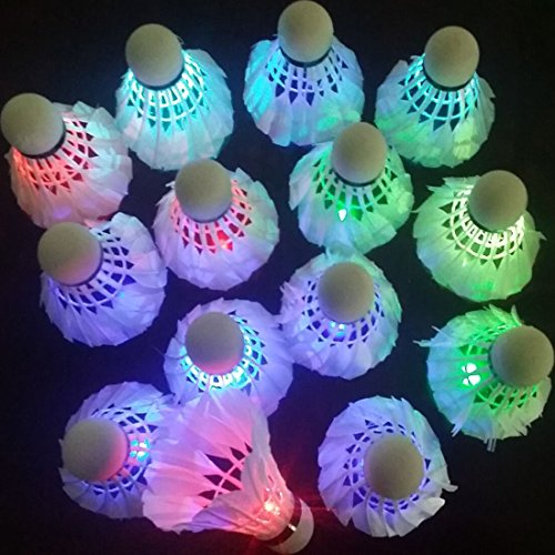 Bringsine 4pcs LED Badminton Shuttlecock Dark Night Glow Birdies Lighting for Indoor Sports Activities-Color