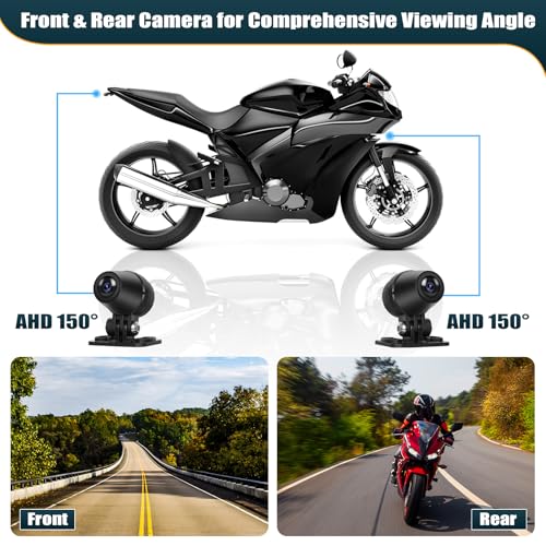 CMAECHO [2026] Motorcycle Dashcam Carplay with Front/Rear Camera, 6.86 Inch HD Touch Screen, IP68, Waterproof Motorcycles with Dual Bluetooth, WiFi, Android Auto, Mirror Link
