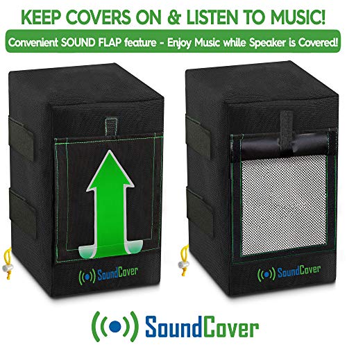 2 Black Waterproof Outdoor Speaker Covers for Outdoor Speakers fit