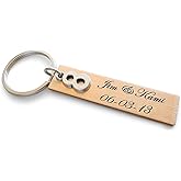 Custom Engraved Bronze Tag with Number 8 Charm Keychain, 8 Year Anniversary Gift Keychain, Personalized Engraved Keychain