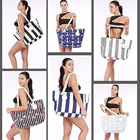 Women Large Beach Canvas Tote Bag with Zipper Pockets for Swim Pool Gym Hiking Picnic Travel 51Ubz2RZPDL