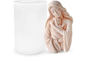 ZAKVOOR 3D Virgin Holding a Child Candle Mold Resin Casting Silicone Mold for DIY Aromatherapy Candles Wax Plaster Polymer Clay Decoration