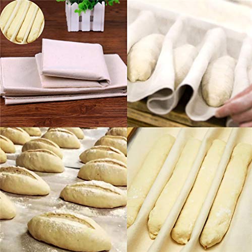 Rolin Roly 2 Pieces Reusable Fermented Dough Cloth Nature Cotton Pastry Proofing Cloth Baker's Couche for French Baguette Loaves,Bread (45x36cm,25x75cm) - Thumbnail 7