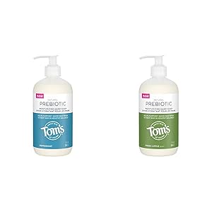 Tom's of Maine Prebiotic Moisturizing Natural Liquid Hand Soap, Peppermint, 12 oz. with Tom's of Maine Prebiotic Moisturizing Natural Liquid Hand Soap, Fresh Apple, 12 oz.
