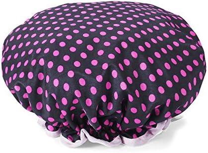 Rose Dots Shower Cap, Double-layer Waterproof Bath Hat for Women