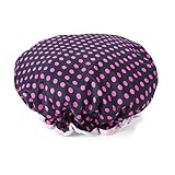 Rose Dots Shower Cap, Double-layer Waterproof Bath Hat for Women