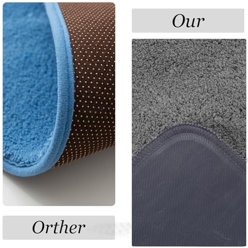 HANDYTOOLINC BATHROOM RUGS MAT 24″X59″NON SLIP THICK BATH MAT SOFT SHAGGY BATH RUG ABSORBENT BATHROOM CARPET PLUSH RUNNER RUG MACHINE WASHABLE BATH MATS FOR BATHROOM SHOWER, BATHTUB (GREY,24″X59″)
