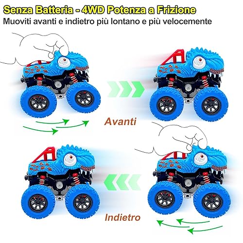 AESTEMON Cars Cars for Children 2 Years, Monster Truck Dinosaurs Trucks Toys Child 2 3 Years Male, Cars Toys Games Baby Gift 2 3 4 5 Years, 2 Pack