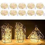 10 Pack Fairy Lights 7 Feet 20 LED Firefly Lights Battery Operated String Lights Copper Wire Starry Moon Lights for DIY Wedding Bedroom Indoor Party Decoration (Warm White)