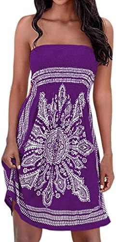 QegarTop Women Coverup Summer Strapless Beach Dress Swimwear Boho Bathing Covers