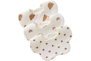 Baby Bibs with Cute Patterns, Cotton, Set of 3 (USBETTAS)