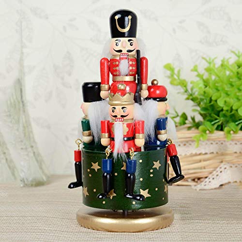 Owlhouse Wooden Nutcracker Doll, Decorative Christmas Ornament Crafts Puppets Music Box Holiday Decoration, Handmade Wood Handicraft Gift for Party Home Decoration Desktop Decor, A Good Gift
