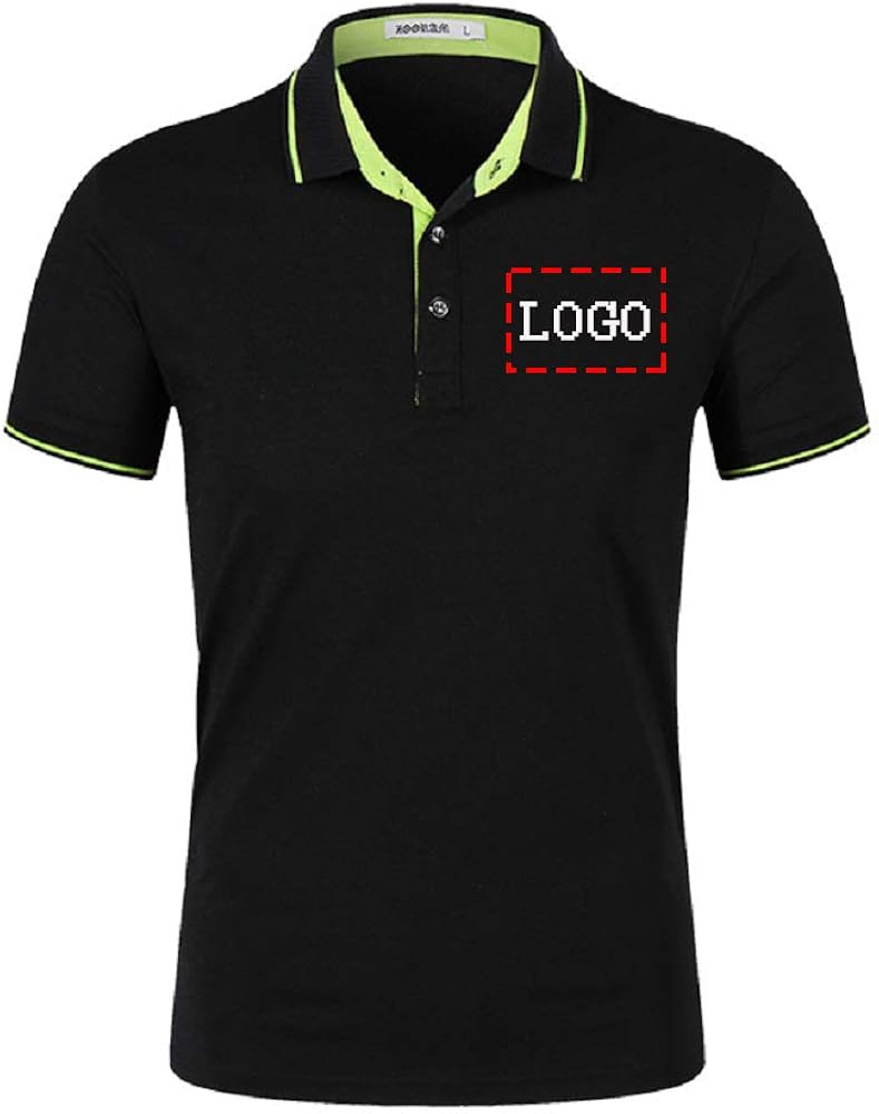 Personalized Customized Men's Polo Shirts Casual Slim Fit Cotton Collar Shirt Add Your Logo Text