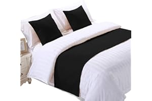 TOPLACKER Hotel Bed Runner Scarf and 2 Pillowcase Count Solid Color Soft Bedspreads Coverlets Home Decoration for Bed Cover with Matching Pillows for Twin Queen King Size Bed Queen ( Color : Black , Size : Twin