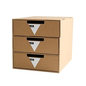 Topbathy Kraft Paper Desktop Storage Box File Storage Consolidation Box 3 Drawer Cabinet Stationery Container Document Holder Makeup Organizer Triangle Lable Amazon In Home Kitchen