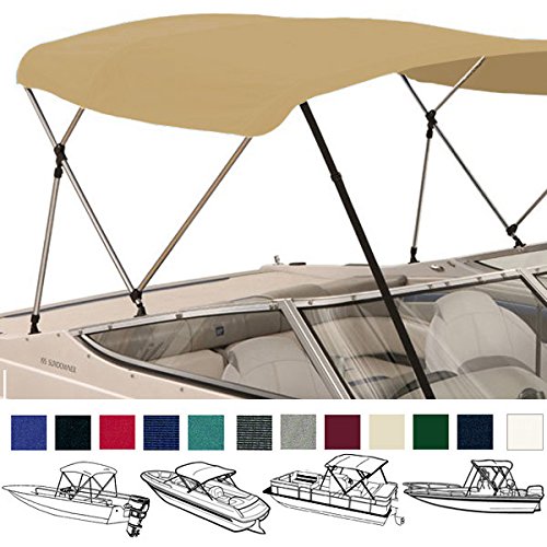 SavvyCraft 4 Bow Bimini Top Boat Cover 1 Inch Aluminum Frame with Storage Boot and Rear Poles Mounting Hardwares Included