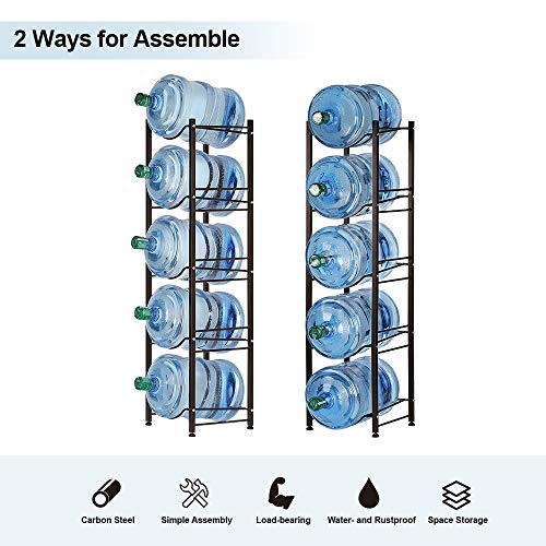 Nandae Water Cooler Jug Rack, 5-Tier Heavy Duty Water Bottle Holder Storage Rack for 5 Gallon Water Dispenser, Save Space