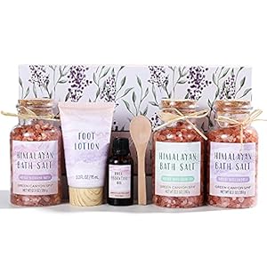 Pink-Himalayan-Bath-Salt-Gift-Set-with-Rose-Essential-Oil-Moisturize-Foot-Lotion-Body-Foot-Soak-for-Cleanse-Revitalize-and-Soothes-Skin-3-350g-Foot-Salts-Relaxing-Spa-Gift-for-Women Himalayan Bath Salts Foot Soaks Gift Set with Rose Essential Oil & Moisturize Foot Lotion, Relaxing Spa Gift for Women…