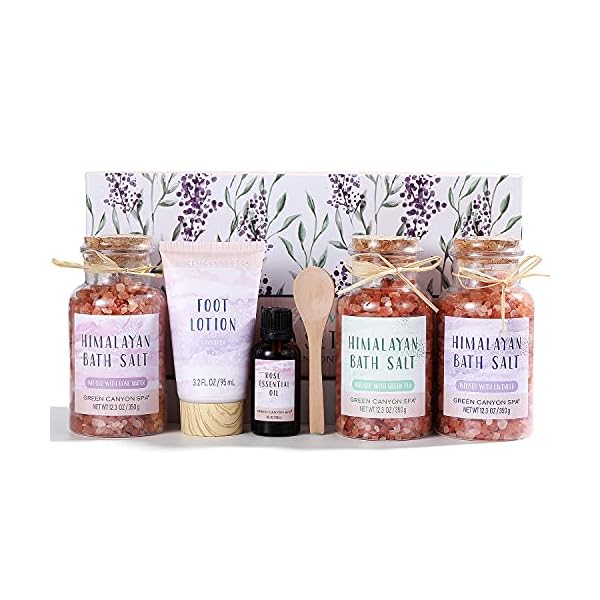 Pink-Himalayan-Bath-Salt-Gift-Set-with-Rose-Essential-Oil-Moisturize-Foot-Lotion-Body-Foot-Soak-for-Cleanse-Revitalize-and-Soothes-Skin-3-350g-Foot-Salts-Relaxing-Spa-Gift-for-Women Himalayan Bath Salts Foot Soaks Gift Set with Rose Essential Oil & Moisturize Foot Lotion, Relaxing Spa Gift for Women…