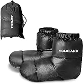 YOLOLAND Winter Warm Foot Warmers for Sleeping, Duck Down Socks Waterproof Boots, Mens Down Slippers, Sleep Booties for Women, Home Outdoor Camping Hiking Shoes, Lightweight & Comfortable